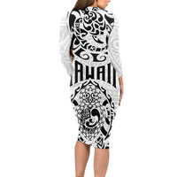 Hawaii Long Sleeve Bodycon Dress with Polynesian Turtle - Wonder Print Shop