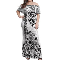 Hawaii Off Shoulder Maxi Dress with Polynesian Turtle - Wonder Print Shop