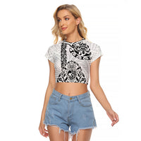 Hawaii Raglan Cropped T Shirt with Polynesian Turtle - Wonder Print Shop