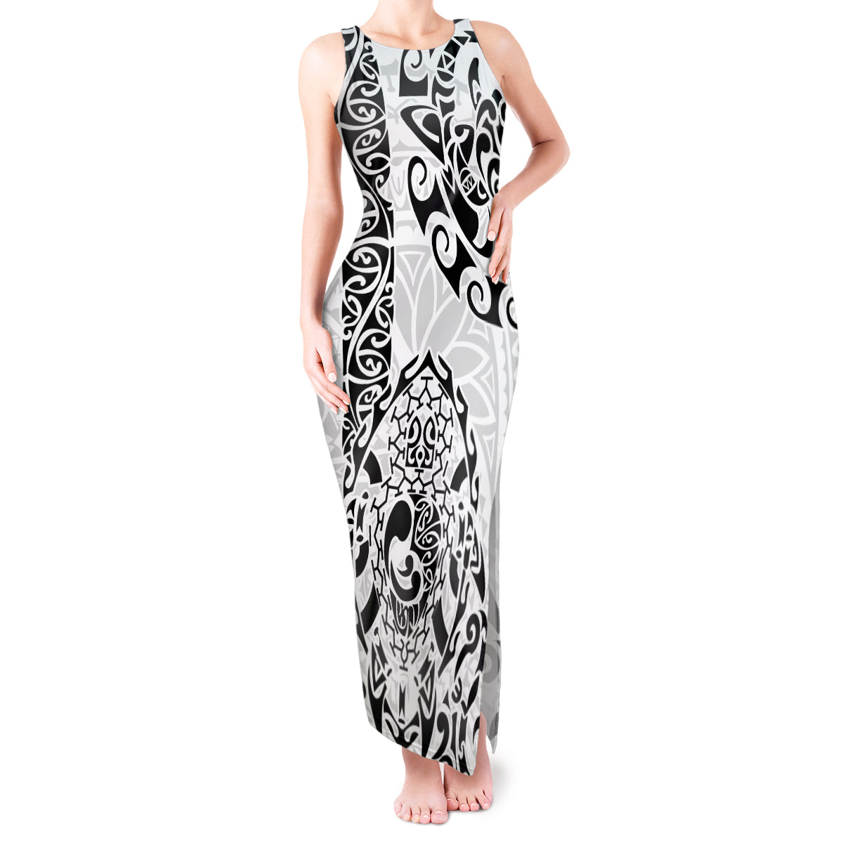 Hawaii Tank Maxi Dress with Polynesian Turtle - Wonder Print Shop