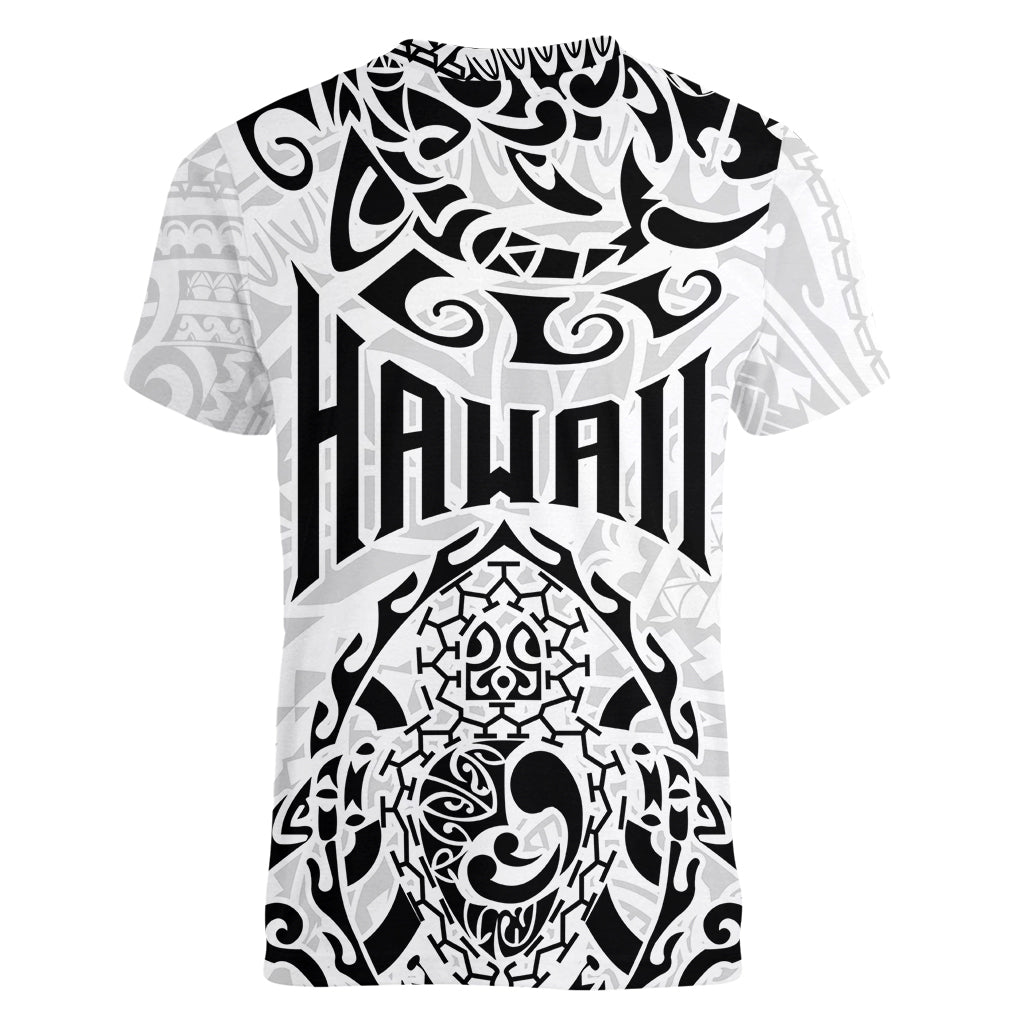 Hawaii Women V Neck T Shirt with Polynesian Turtle - Wonder Print Shop