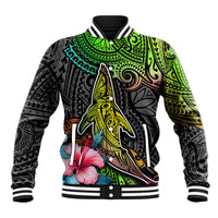 Polynesian Baseball Jacket Whales and Compass Gradient Pattern - Wonder Print Shop