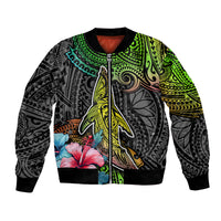 Polynesian Bomber Jacket Whales and Compass Gradient Pattern - Wonder Print Shop