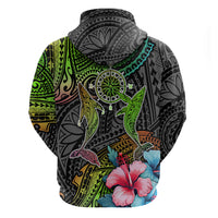 Polynesian Hoodie Whales and Compass Gradient Pattern - Wonder Print Shop