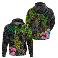 Polynesian Hoodie Whales and Compass Gradient Pattern - Wonder Print Shop