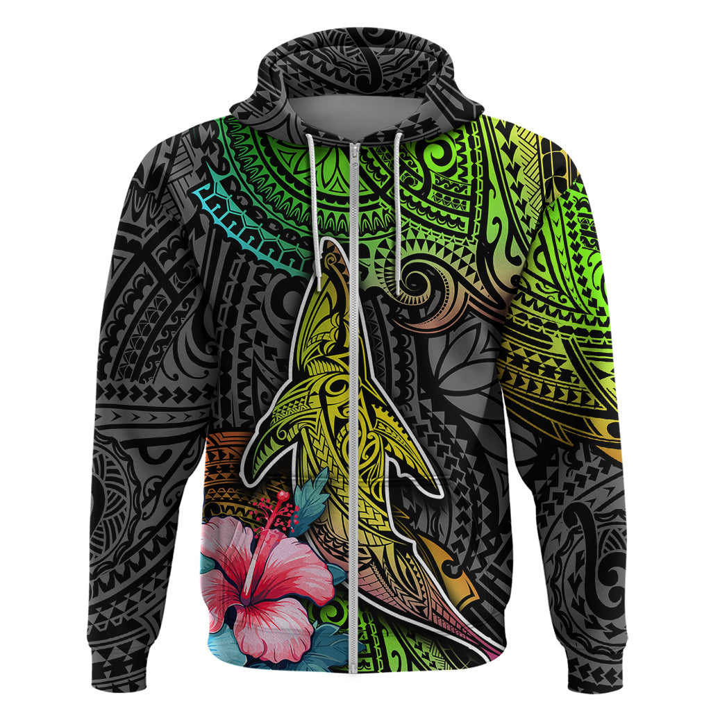 Polynesian Hoodie Whales and Compass Gradient Pattern - Wonder Print Shop