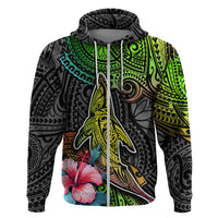 Polynesian Hoodie Whales and Compass Gradient Pattern - Wonder Print Shop