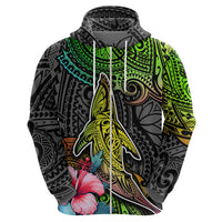 Polynesian Hoodie Whales and Compass Gradient Pattern - Wonder Print Shop