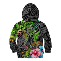 Polynesian Kid Hoodie Whales and Compass Gradient Pattern - Wonder Print Shop