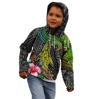 Polynesian Kid Hoodie Whales and Compass Gradient Pattern - Wonder Print Shop
