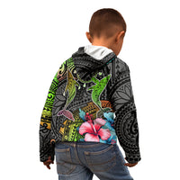 Polynesian Kid Hoodie Whales and Compass Gradient Pattern - Wonder Print Shop