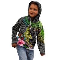 Polynesian Kid Hoodie Whales and Compass Gradient Pattern - Wonder Print Shop