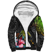 Polynesian Sherpa Hoodie Whales and Compass Gradient Pattern - Wonder Print Shop