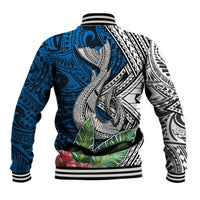 Polynesian Baseball Jacket Whale Pattern and Hibiscus Flowers - Wonder Print Shop