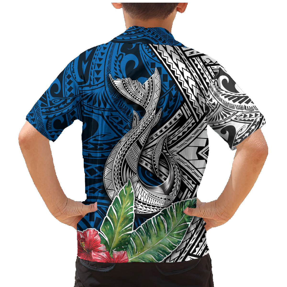 Polynesian Family Matching Mermaid Dress and Hawaiian Shirt Whale Pattern and Hibiscus Flowers - Wonder Print Shop