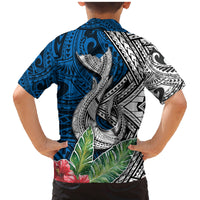 Polynesian Family Matching Mermaid Dress and Hawaiian Shirt Whale Pattern and Hibiscus Flowers - Wonder Print Shop