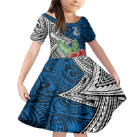 Polynesian Family Matching Mermaid Dress and Hawaiian Shirt Whale Pattern and Hibiscus Flowers - Wonder Print Shop