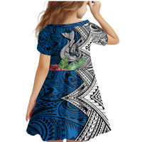 Polynesian Family Matching Mermaid Dress and Hawaiian Shirt Whale Pattern and Hibiscus Flowers - Wonder Print Shop