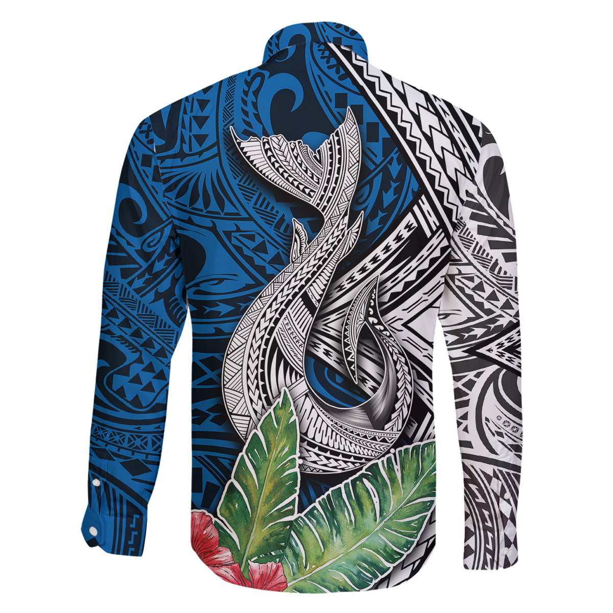 Polynesian Family Matching Mermaid Dress and Hawaiian Shirt Whale Pattern and Hibiscus Flowers - Wonder Print Shop