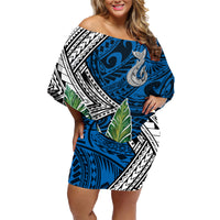 Polynesian Family Matching Off Shoulder Short Dress and Hawaiian Shirt Whale Pattern and Hibiscus Flowers - Wonder Print Shop