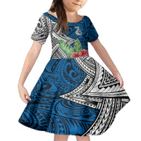 Polynesian Family Matching Short Sleeve Bodycon Dress and Hawaiian Shirt Whale Pattern and Hibiscus Flowers - Wonder Print Shop