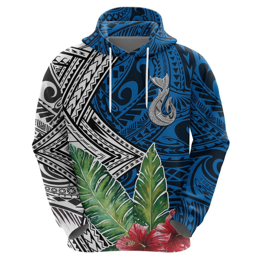 Polynesian Hoodie Whale Pattern and Hibiscus Flowers - Wonder Print Shop