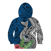 Polynesian Kid Hoodie Whale Pattern and Hibiscus Flowers - Wonder Print Shop