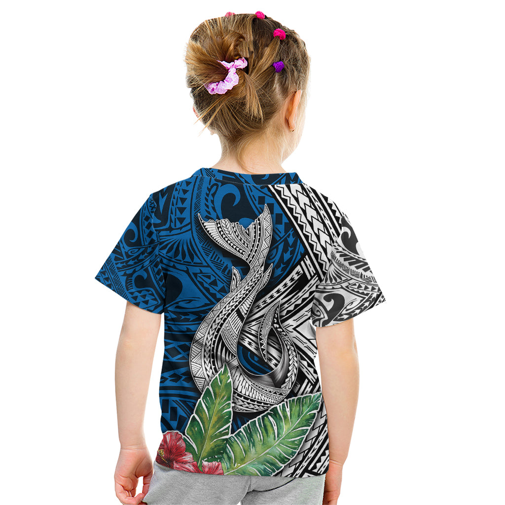 Polynesian Kid T Shirt Whale Pattern and Hibiscus Flowers - Wonder Print Shop