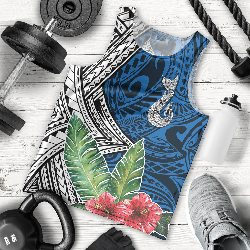 Polynesian Men Tank Top Whale Pattern and Hibiscus Flowers - Wonder Print Shop