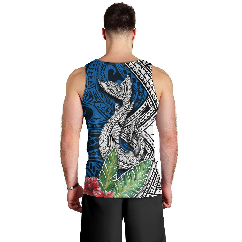 Polynesian Men Tank Top Whale Pattern and Hibiscus Flowers - Wonder Print Shop