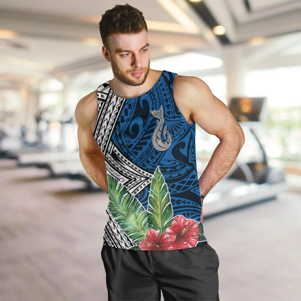 Polynesian Men Tank Top Whale Pattern and Hibiscus Flowers - Wonder Print Shop