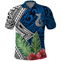 Polynesian Polo Shirt Whale Pattern and Hibiscus Flowers - Wonder Print Shop