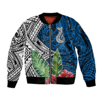 Polynesian Sleeve Zip Bomber Jacket Whale Pattern and Hibiscus Flowers - Wonder Print Shop