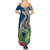 Polynesian Summer Maxi Dress Whale Pattern and Hibiscus Flowers - Wonder Print Shop