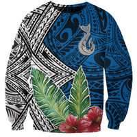 Polynesian Sweatshirt Whale Pattern and Hibiscus Flowers - Wonder Print Shop