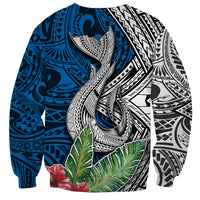 Polynesian Sweatshirt Whale Pattern and Hibiscus Flowers - Wonder Print Shop
