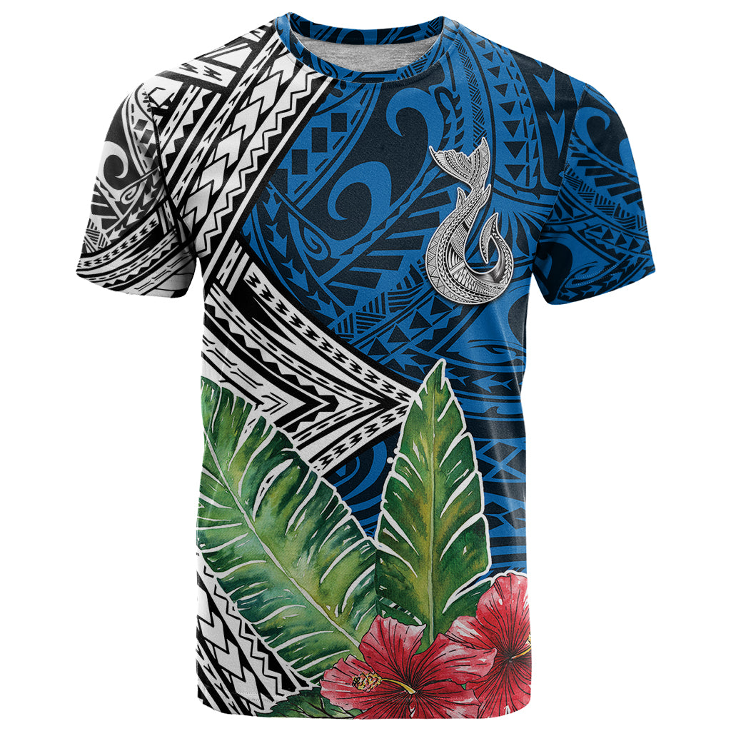Polynesian T Shirt Whale Pattern and Hibiscus Flowers - Wonder Print Shop