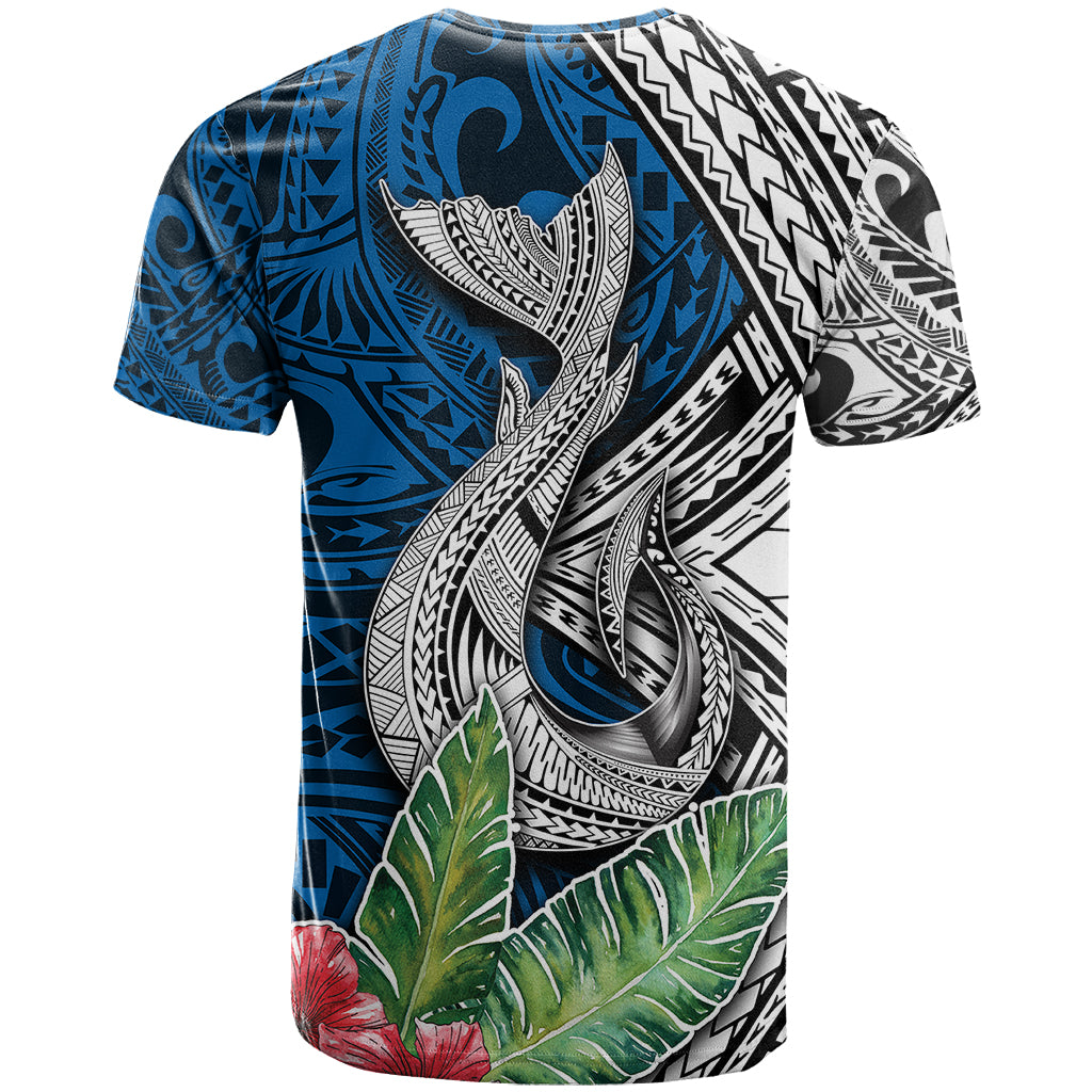 Polynesian T Shirt Whale Pattern and Hibiscus Flowers - Wonder Print Shop