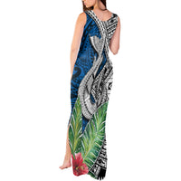 Polynesian Tank Maxi Dress Whale Pattern and Hibiscus Flowers - Wonder Print Shop