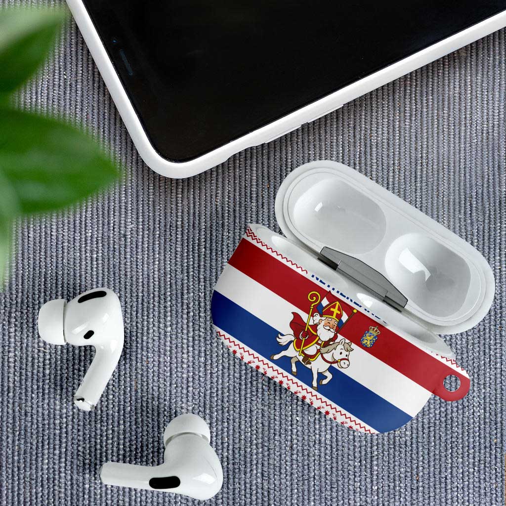 Netherlands Christmas AirPods Case with Sinterklaas Horse Dutch Flag and Festive Knit Pattern - Wonder Print Shop