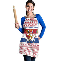 Netherlands Christmas Apron with Sinterklaas Horse Dutch Flag and Festive Knit Pattern - Wonder Print Shop