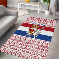 Netherlands Christmas Area Rug with Sinterklaas Horse Dutch Flag and Festive Knit Pattern - Wonder Print Shop