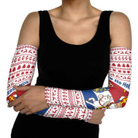 Netherlands Christmas Arm Sleeves with Sinterklaas Horse Dutch Flag and Festive Knit Pattern - Wonder Print Shop