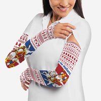 Netherlands Christmas Arm Sleeves with Sinterklaas Horse Dutch Flag and Festive Knit Pattern - Wonder Print Shop