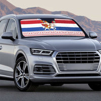 Netherlands Christmas Auto Sun Shade with Sinterklaas Horse Dutch Flag and Festive Knit Pattern - Wonder Print Shop