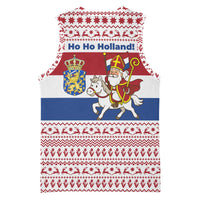 Netherlands Christmas Basketball Jersey with Sinterklaas Horse Dutch Flag and Festive Knit Pattern - Wonder Print Shop