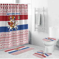 Netherlands Christmas Bathroom Set with Sinterklaas Horse Dutch Flag and Festive Knit Pattern - Wonder Print Shop