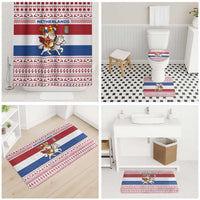 Netherlands Christmas Bathroom Set with Sinterklaas Horse Dutch Flag and Festive Knit Pattern - Wonder Print Shop