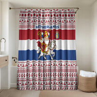 Netherlands Christmas Bathroom Set with Sinterklaas Horse Dutch Flag and Festive Knit Pattern - Wonder Print Shop