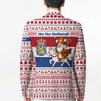 Netherlands Christmas Blazer with Sinterklaas Horse Dutch Flag and Festive Knit Pattern - Wonder Print Shop